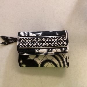 Vera Bradley Night & Day Black White Tri Fold Snap Closure Wallet Clutch